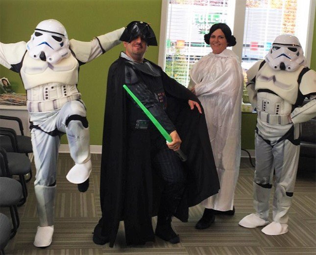 Team members dressed as star wars characters