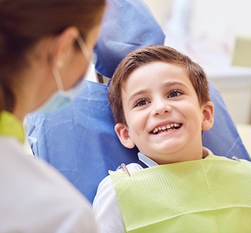 dentist talking to little boy