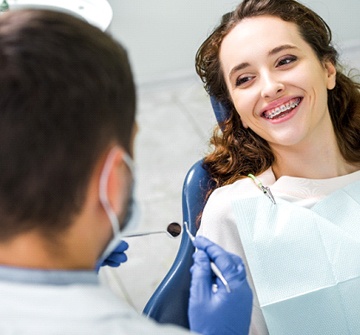 A young teenage female at the orthodontist