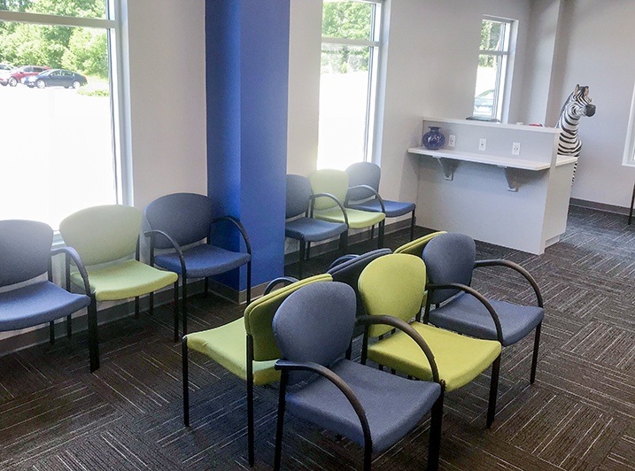 Fun bright dental waiting area