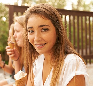 Young girl with braces